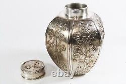 Antique Christofle Silver Plate Chinoiserie Tea Caddy