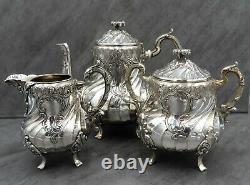 Antique Christofle Silver Plated Tea Set Teapot French Louis XIV Art Nouveau