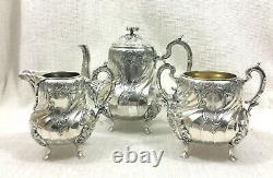 Antique Christofle Silver Plated Tea Set Teapot French Louis XIV Art Nouveau