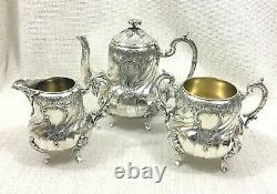 Antique Christofle Silver Plated Tea Set Teapot French Louis XIV Art Nouveau