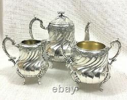 Antique Christofle Silver Plated Tea Set Teapot French Louis XIV Art Nouveau