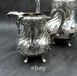 Antique Christofle Silver Plated Tea Set Teapot French Louis XIV Art Nouveau