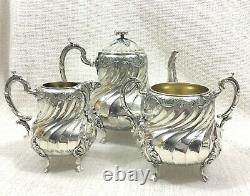 Antique Christofle Silver Plated Tea Set Teapot French Louis XIV Art Nouveau