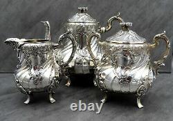 Antique Christofle Silver Plated Tea Set Teapot French Louis XIV Art Nouveau