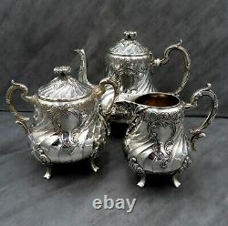 Antique Christofle Silver Plated Tea Set Teapot French Louis XIV Art Nouveau