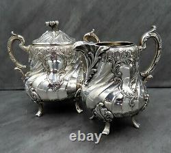 Antique Christofle Silver Plated Tea Set Teapot French Louis XIV Art Nouveau