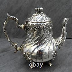 Antique Christofle Silver Plated Tea Set Teapot French Louis XIV Art Nouveau