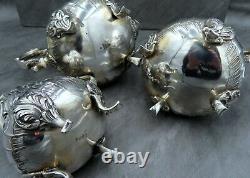 Antique Christofle Silver Plated Tea Set Teapot French Louis XIV Art Nouveau