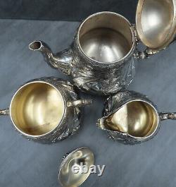 Antique Christofle Silver Plated Tea Set Teapot French Louis XIV Art Nouveau