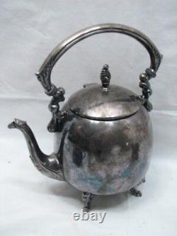 Antique Coffee/tea Set Sheridan Silver On Copper Plate Teapot Pot Sugar Creamer