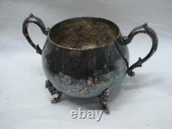 Antique Coffee/tea Set Sheridan Silver On Copper Plate Teapot Pot Sugar Creamer