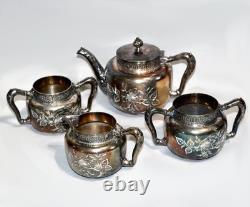 Antique Colonial Silver Co. Quadruple Silver Plate Tea Set 4 Pcs. Victorian Era