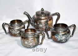 Antique Colonial Silver Co. Quadruple Silver Plate Tea Set 4 Pcs. Victorian Era