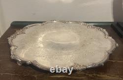 Antique Crown Silver Co American Sheffield Silverplate Footed Tea Serving Tray