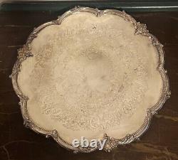 Antique Crown Silver Co American Sheffield Silverplate Footed Tea Serving Tray