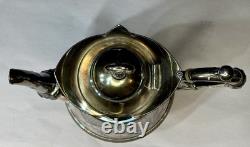 Antique Derby Silver Co Quadruple Plate Footed Teapot 1600 Ornately Etched 10.5