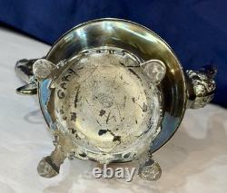 Antique Derby Silver Co Quadruple Plate Footed Teapot 1600 Ornately Etched 10.5