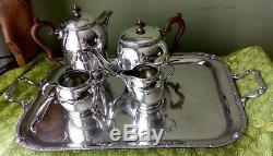 Antique Dragon Themed Silver Plated Tea Set / Charles Green & Co c1905 with Tray
