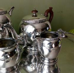 Antique Dragon Themed Silver Plated Tea Set / Charles Green & Co c1905 with Tray