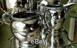 Antique Dragon Themed Silver Plated Tea Set / Charles Green & Co c1905 with Tray