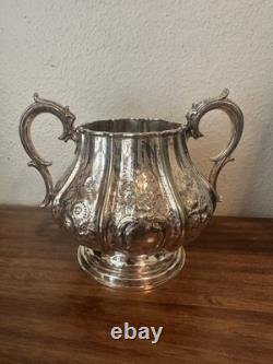 Antique ELKINGTON English Silverplate Tea Service Creamer, Sugar, Teapot c1859