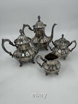 Antique EPCA Lancaster Rose 400 Silver Plate Tea Coffee Teapot Set 4-pc