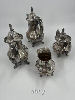 Antique EPCA Lancaster Rose 400 Silver Plate Tea Coffee Teapot Set 4-pc