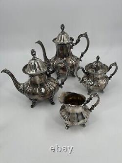 Antique EPCA Lancaster Rose 400 Silver Plate Tea Coffee Teapot Set 4-pc