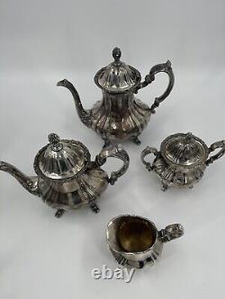 Antique EPCA Lancaster Rose 400 Silver Plate Tea Coffee Teapot Set 4-pc