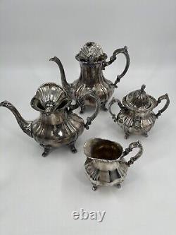 Antique EPCA Lancaster Rose 400 Silver Plate Tea Coffee Teapot Set 4-pc