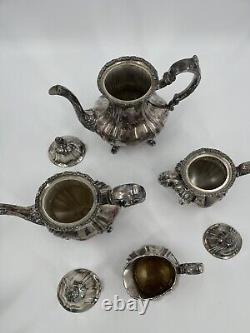 Antique EPCA Lancaster Rose 400 Silver Plate Tea Coffee Teapot Set 4-pc