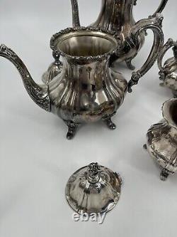 Antique EPCA Lancaster Rose 400 Silver Plate Tea Coffee Teapot Set 4-pc