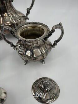 Antique EPCA Lancaster Rose 400 Silver Plate Tea Coffee Teapot Set 4-pc