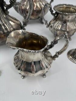 Antique EPCA Lancaster Rose 400 Silver Plate Tea Coffee Teapot Set 4-pc