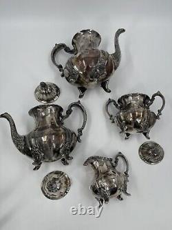 Antique EPCA Lancaster Rose 400 Silver Plate Tea Coffee Teapot Set 4-pc