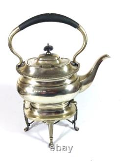 Antique EPNS Silver Plate Tea Pot Spirit Kettle on burner stand and burner