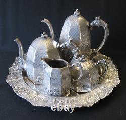 Antique E. G. WEBSTER 5-Piece Dutch Repousse Silverplate Tea Set