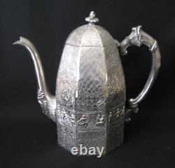 Antique E. G. WEBSTER 5-Piece Dutch Repousse Silverplate Tea Set