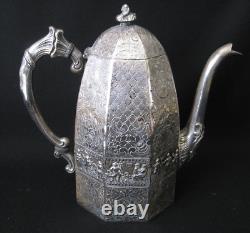 Antique E. G. WEBSTER 5-Piece Dutch Repousse Silverplate Tea Set