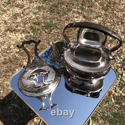 Antique E. G. Webster Silver Plate Tea Set 6pcs Kettle Warmer Pot Cream Sugar