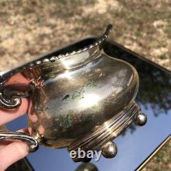 Antique E. G. Webster Silver Plate Tea Set 6pcs Kettle Warmer Pot Cream Sugar