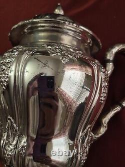 Antique E. G. Webster & Son Ornate Grape & Floral Silverplate 4 Piece Tea Service