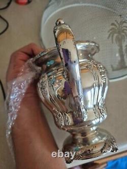 Antique E. G. Webster & Son Ornate Grape & Floral Silverplate 4 Piece Tea Service
