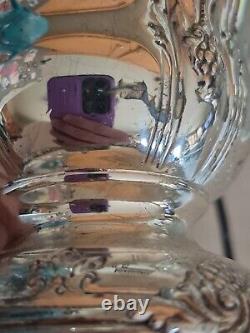 Antique E. G. Webster & Son Ornate Grape & Floral Silverplate 4 Piece Tea Service