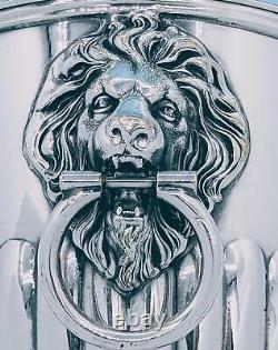 Antique E G Webster & Sons Silver Plate Aesthetic Figural Lion Face Tea Box