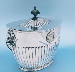 Antique E G Webster & Sons Silver Plate Aesthetic Figural Lion Face Tea Box