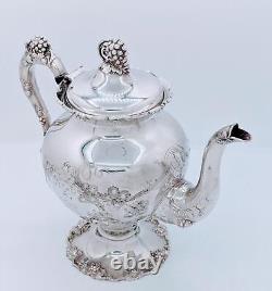 Antique E G Webster & Sons Silver Plate Hand Chased Repousse Teapot Coffee pot
