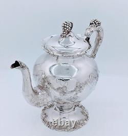 Antique E G Webster & Sons Silver Plate Hand Chased Repousse Teapot Coffee pot