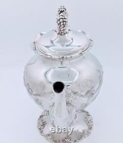 Antique E G Webster & Sons Silver Plate Hand Chased Repousse Teapot Coffee pot