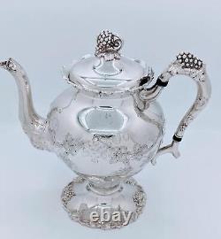 Antique E G Webster & Sons Silver Plate Hand Chased Repousse Teapot Coffee pot